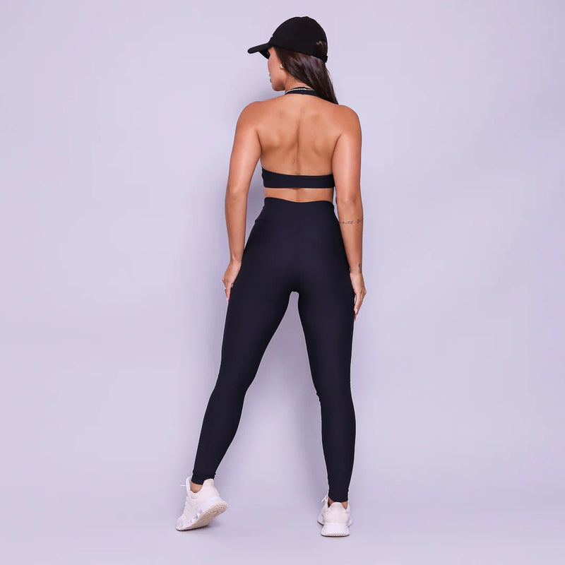 Conjunto Legging e Top Frente Única Preto Flow [ PAGUE 2 LEVE 3 ]