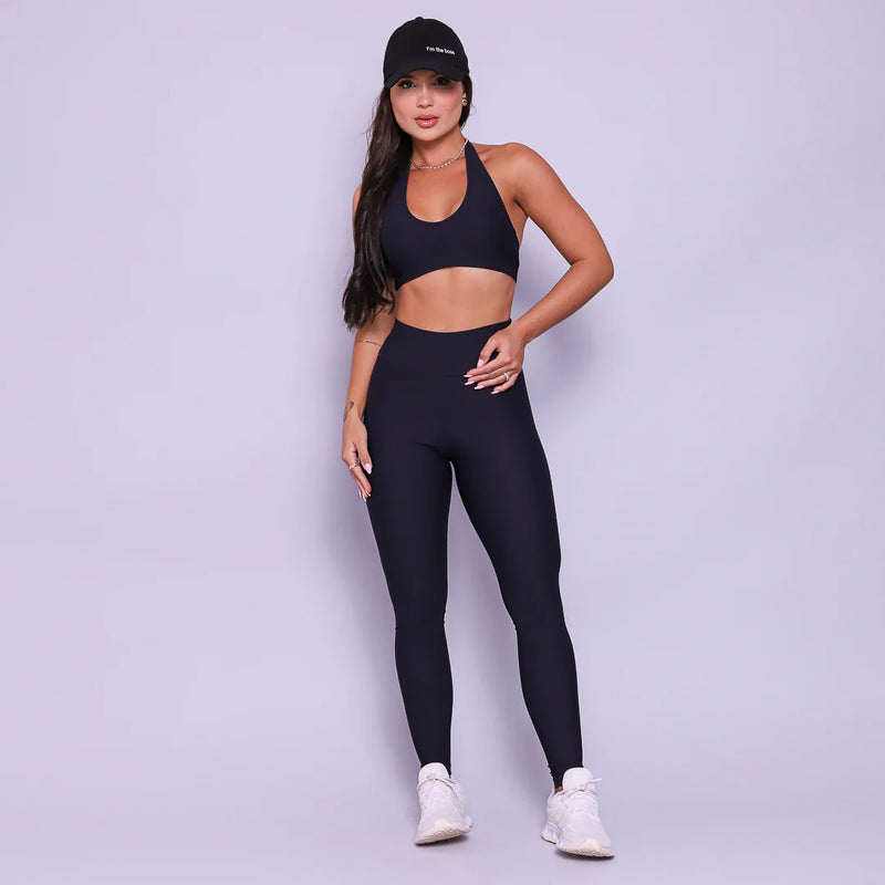 Conjunto Legging e Top Frente Única Preto Flow [ PAGUE 2 LEVE 3 ]